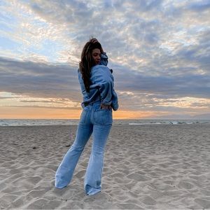 Light wash flare denim